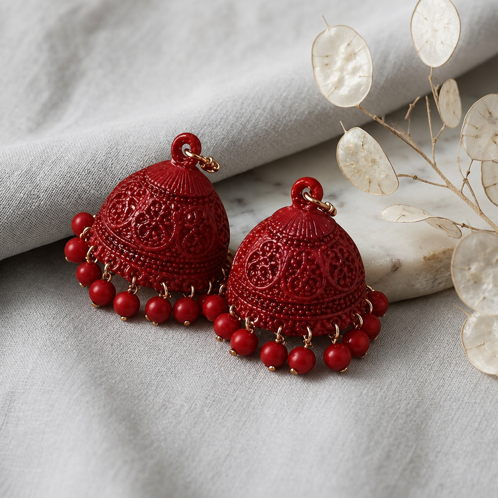A0025 Crimson Heritage Jhumkas