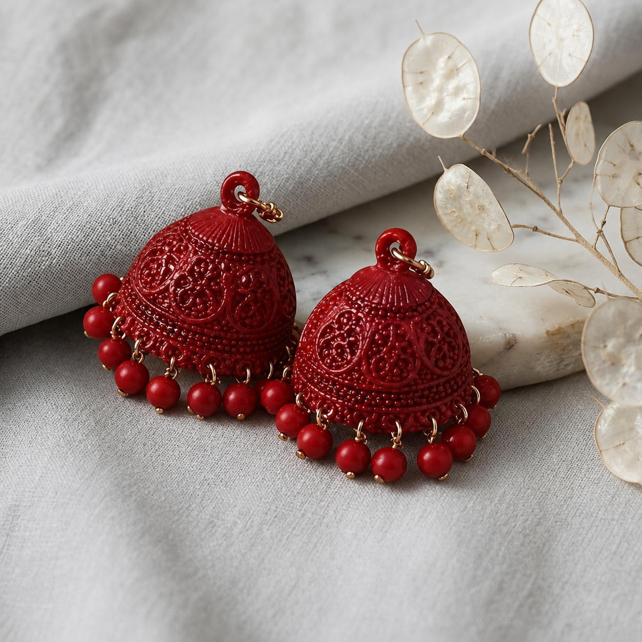 A0025 Crimson Heritage Jhumkas
