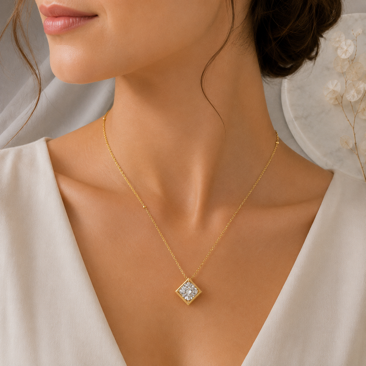 A0034 Radiant Diamond Pendant