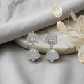 A0028 Floral Silver Jhumkas