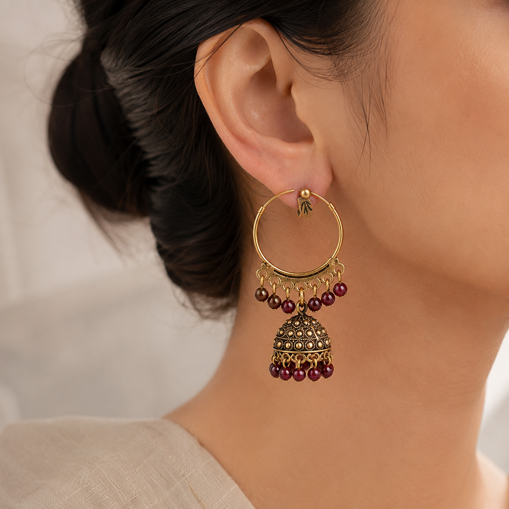 A0018 Ruby Jhumka Elegance