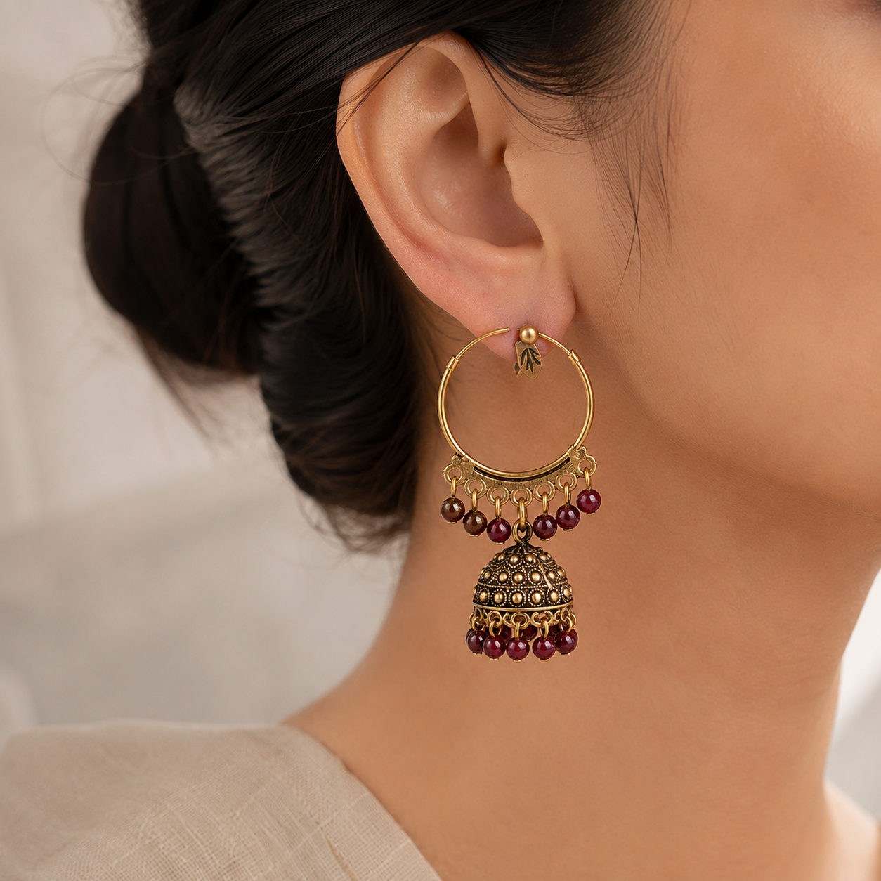 A0018 Ruby Jhumka Elegance