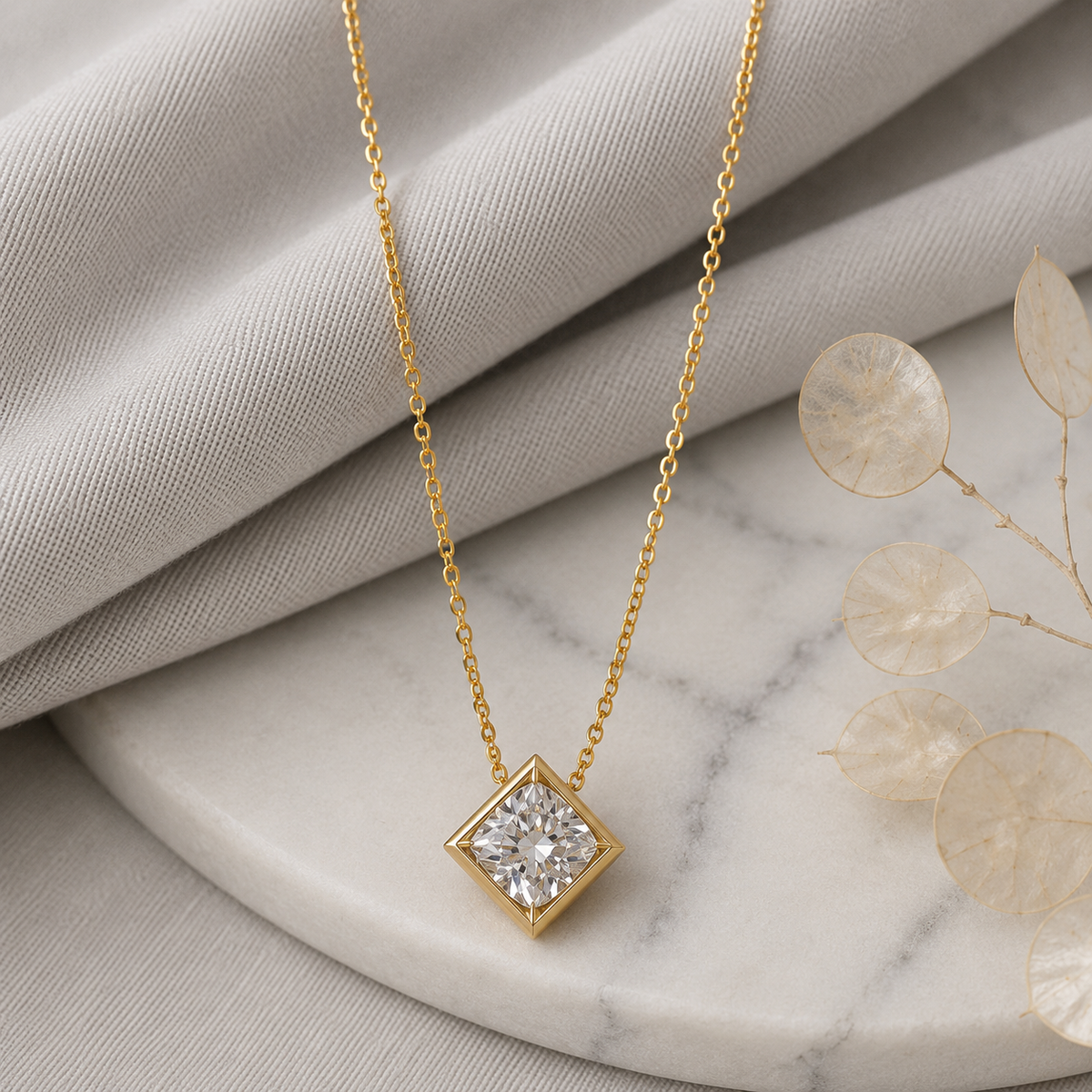 A0034 Radiant Diamond Pendant