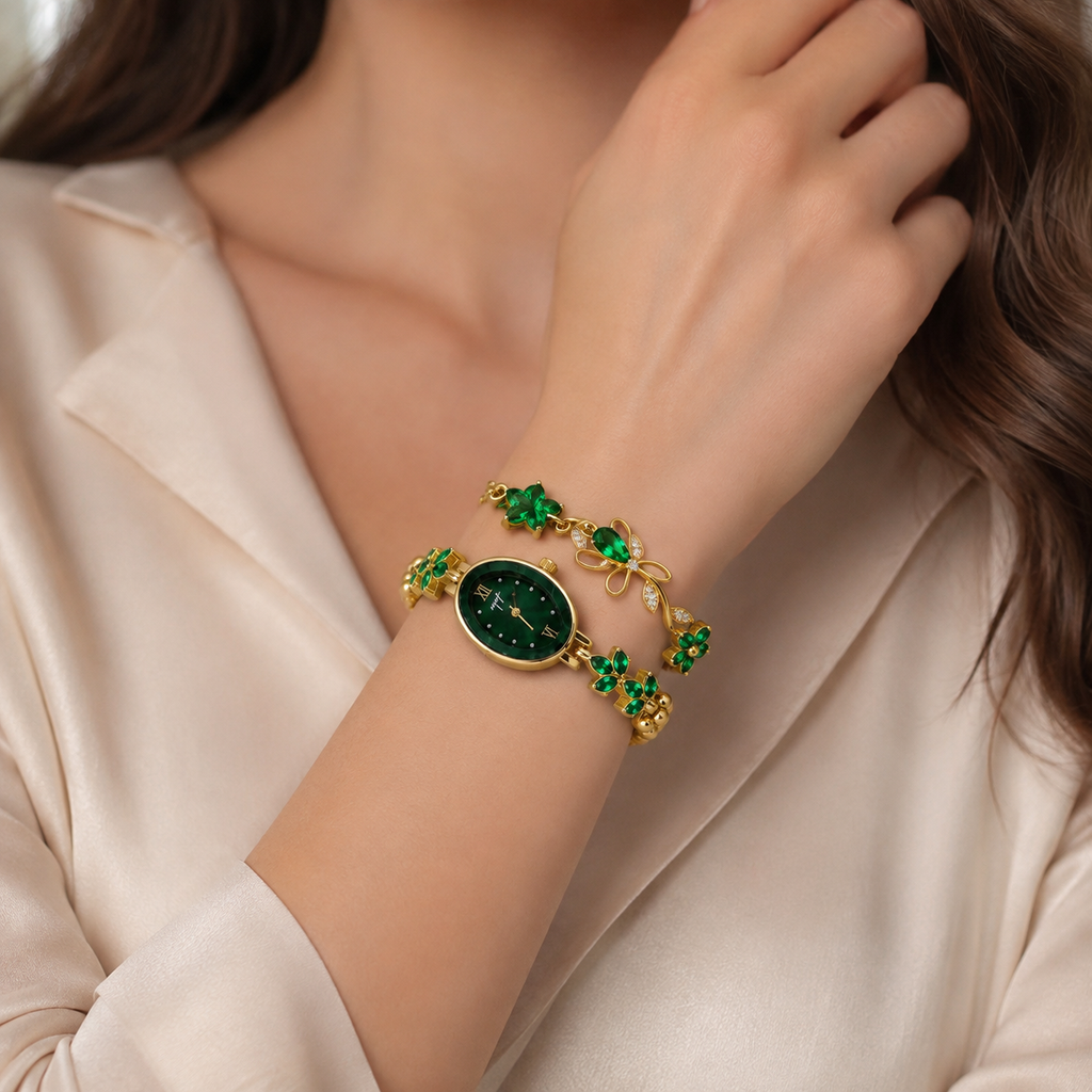 A00102 Emerald Elegance Timepiece