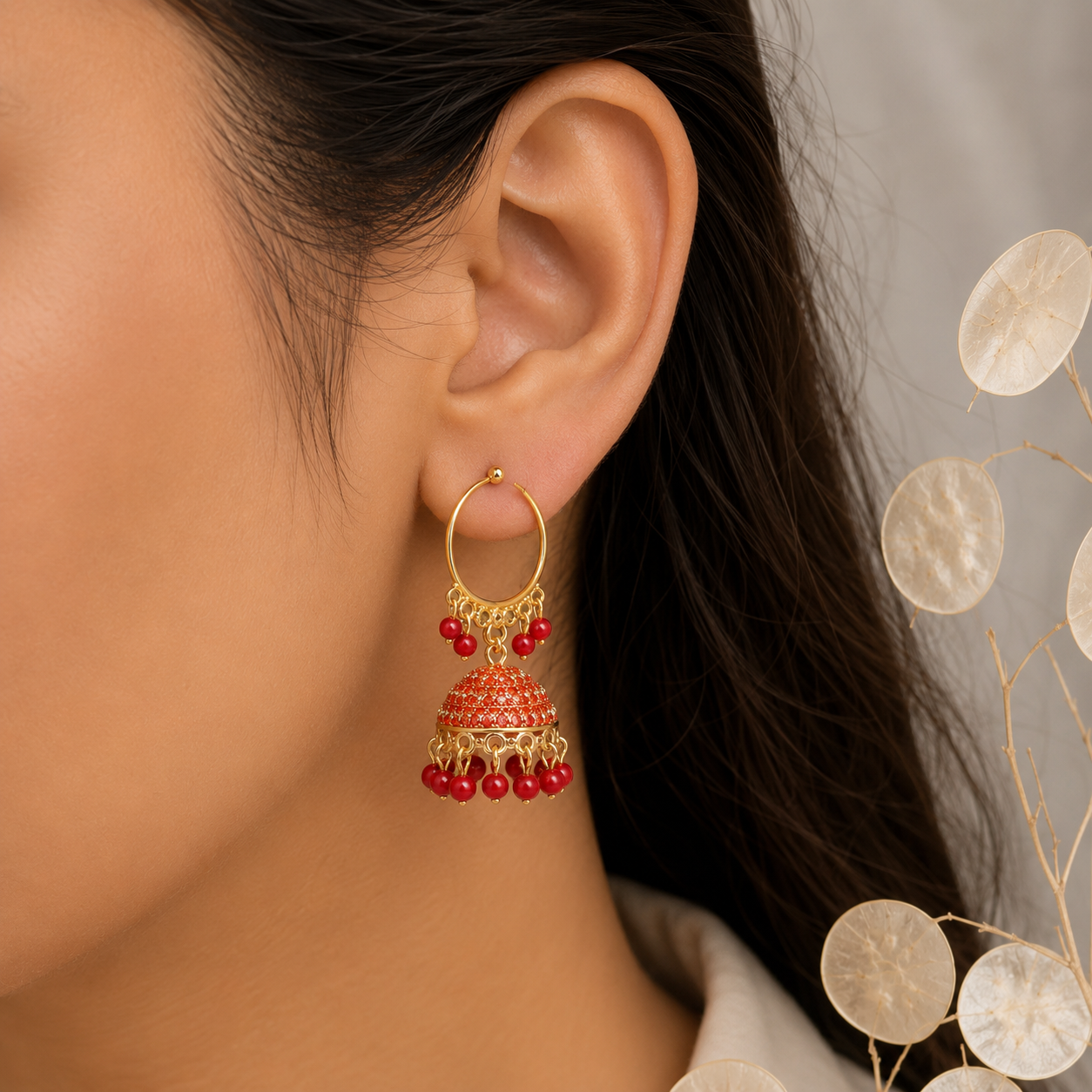 A0025 Ruby Jhumka Elegance