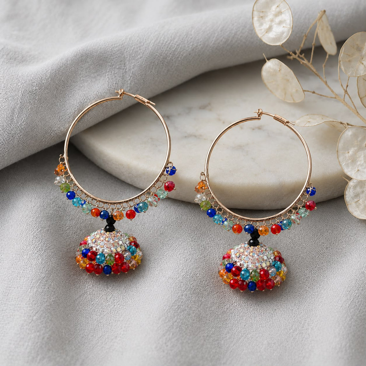 A0070 Rainbow Jhumka Hoops