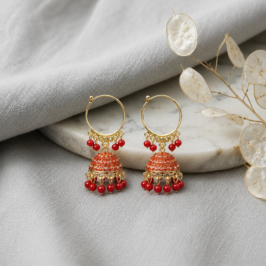 A0025 Ruby Jhumka Elegance
