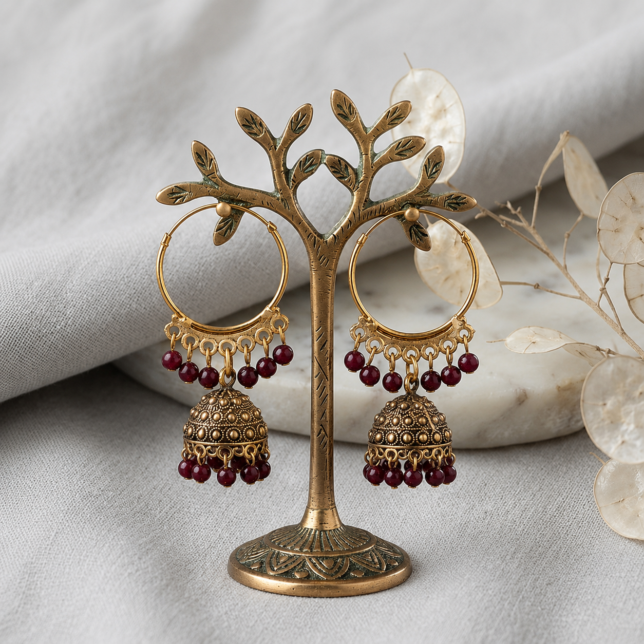 A0018 Ruby Jhumka Elegance