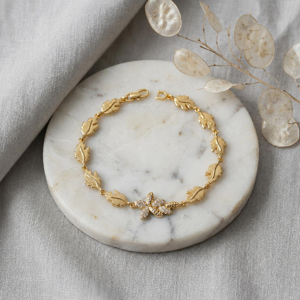 A003 Golden Floral Crystal Bracelet