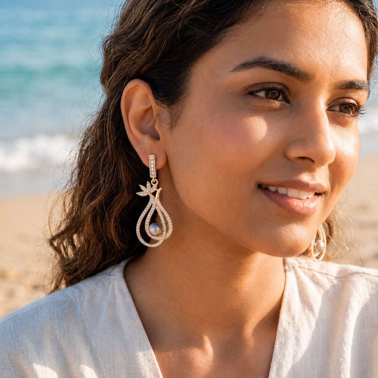 A004 Celestial Pearl Drop Earrings