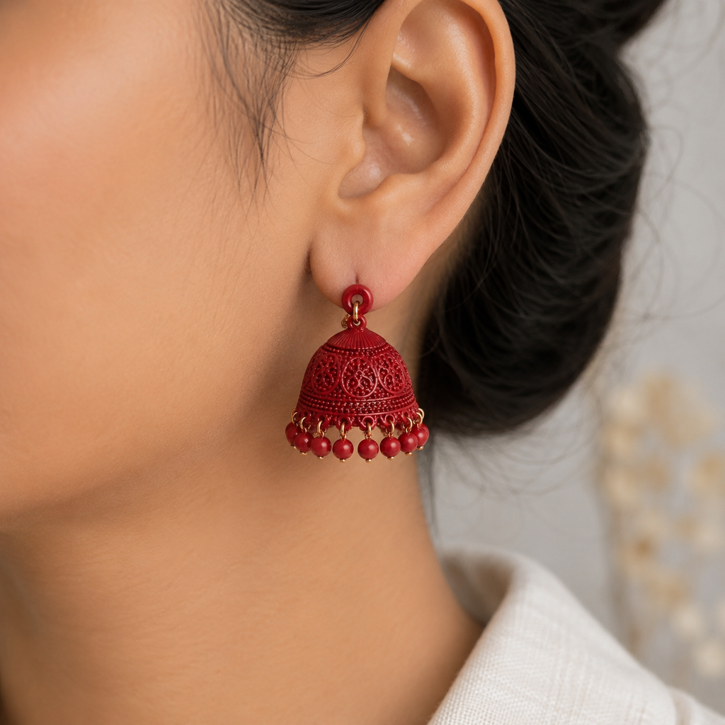 A0025 Crimson Heritage Jhumkas