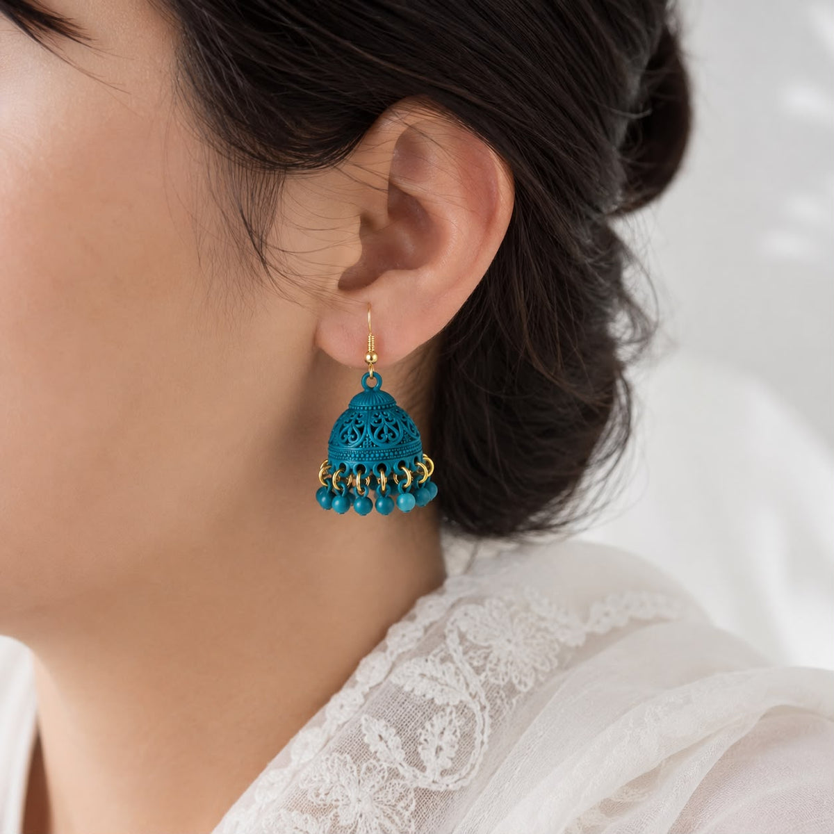 A0017 Turquoise Jhumka Earrings