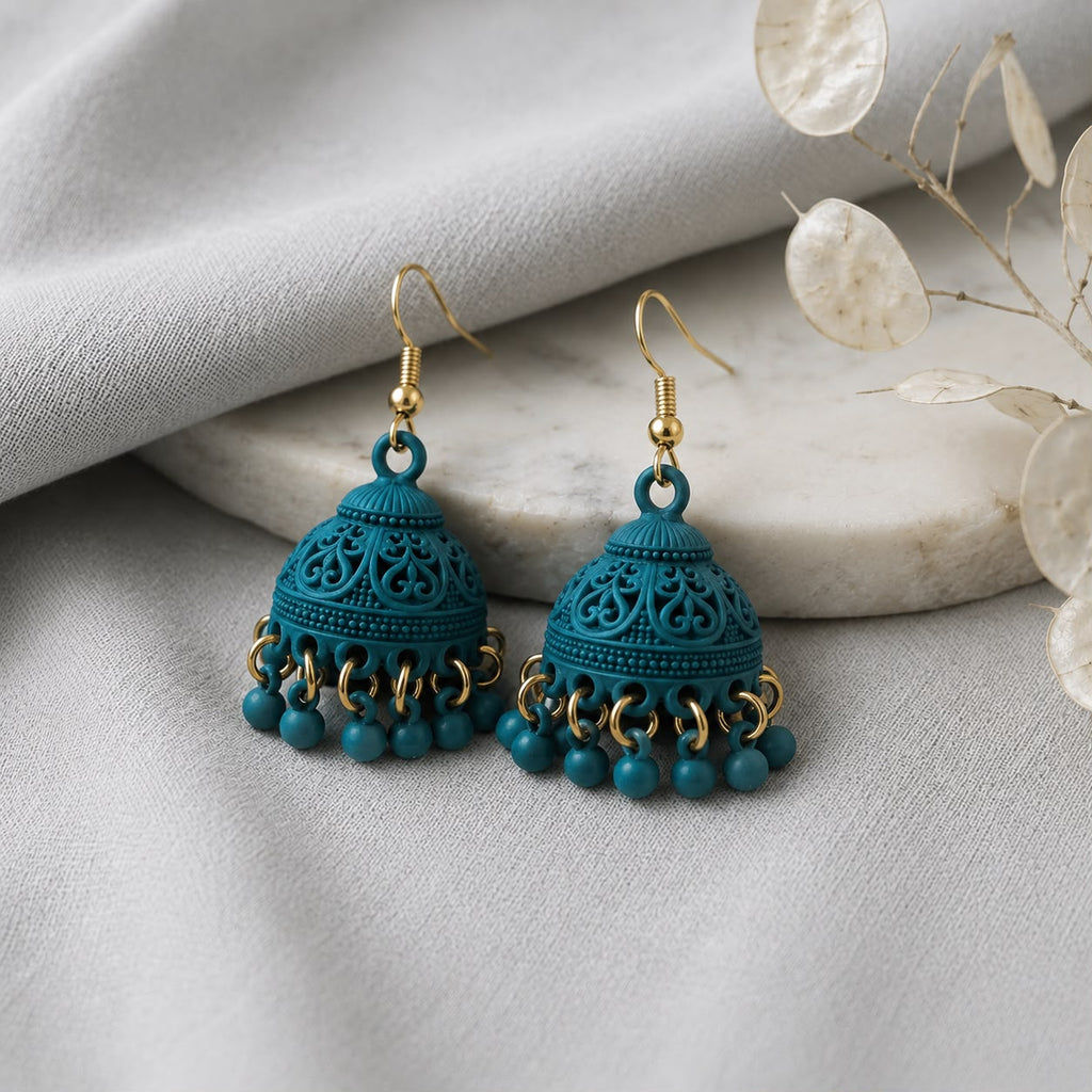 A0017 Turquoise Jhumka Earrings