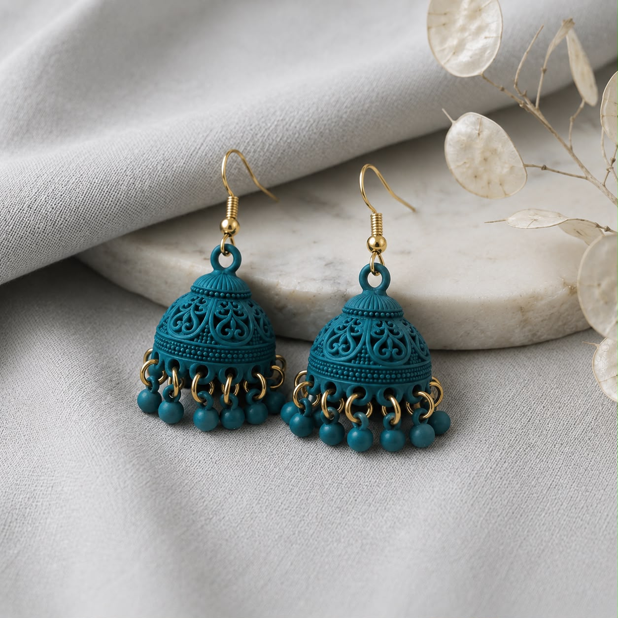 A0017 Turquoise Jhumka Earrings