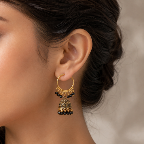 A0016 Black Jhumka Hoops